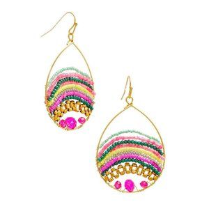 Unique Multi-Color Pink Boho Teardrop Earrings NWT